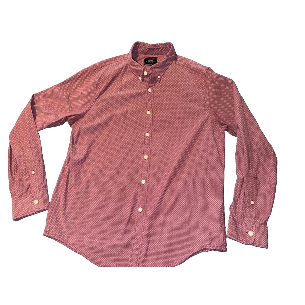 Abercrombie Fitch Shirt Mens large burgundy button front Stretch Geometric Prep